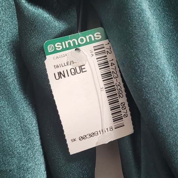 Twik Faux Satin Green Dress O/S - Picture 6 of 8